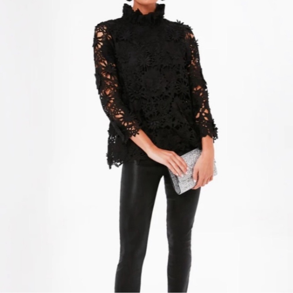 Tuckernuck Black Guipure Lace Faye Blouse NWOT (L)